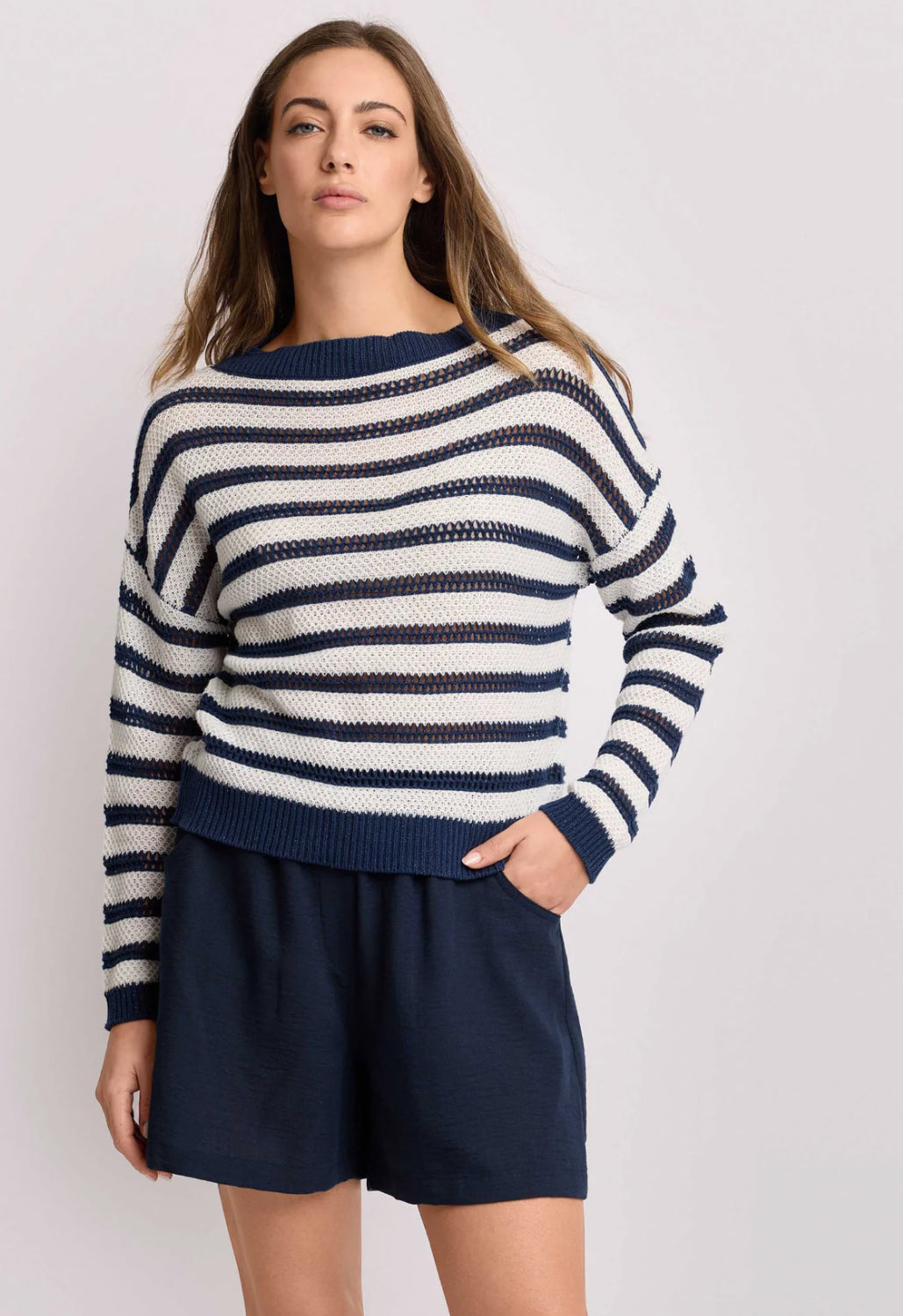 MAGLIA A MANICHE LUNGHE A RIGHE - MERYKATE