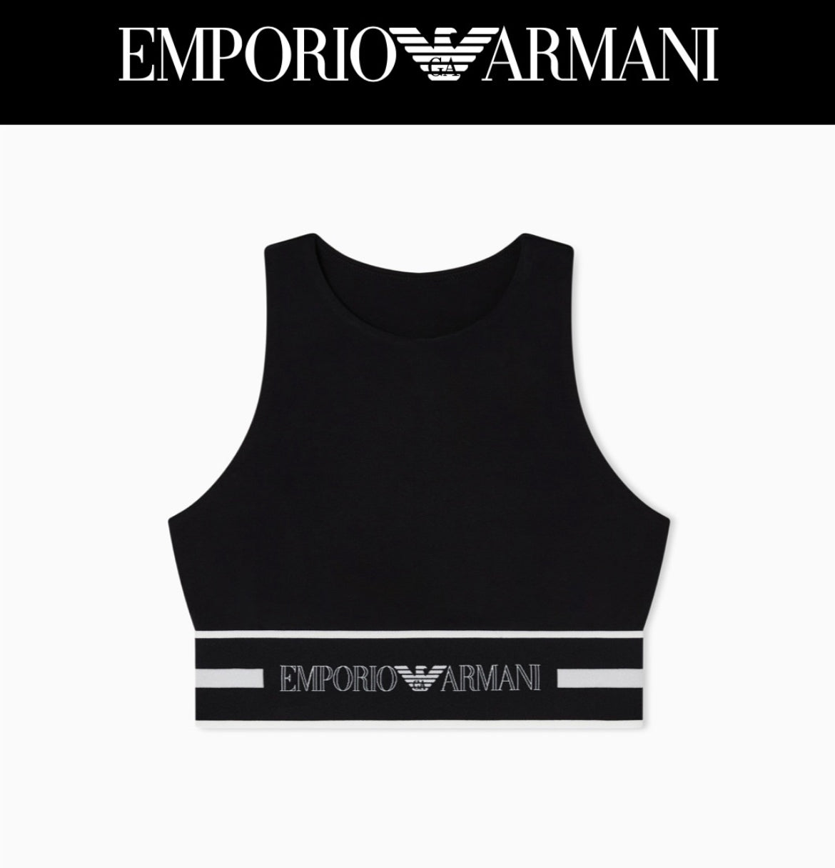 CROP TOP EMPORIO ARMANI IN JERSEY ORGANICO CON BANDA LOGATA