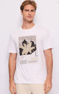 T-shirt bianca in cotone con stampa