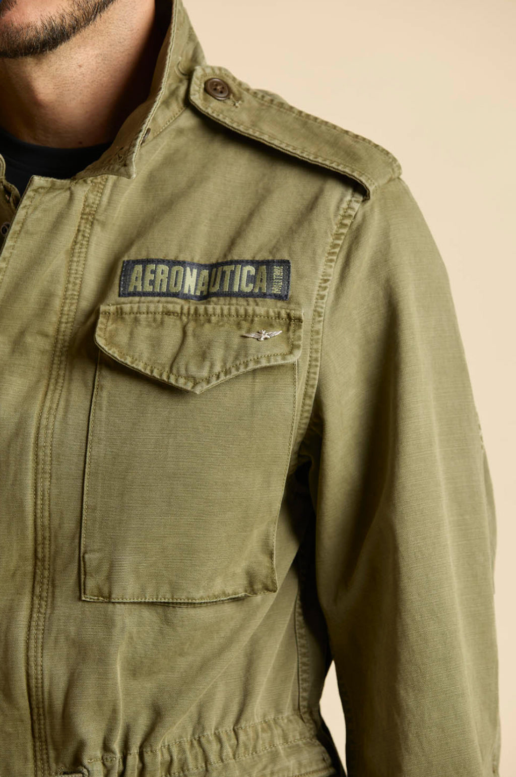 Field jacket Aeronautica Militare in cotone tinto capo