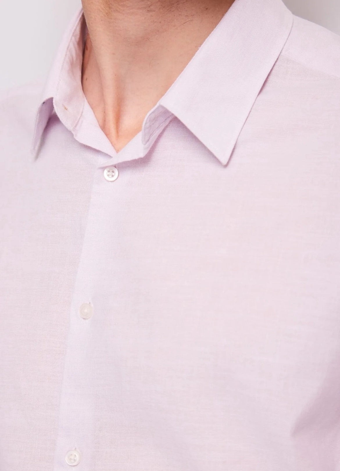 Camicia slim rosa in cotone e lino
