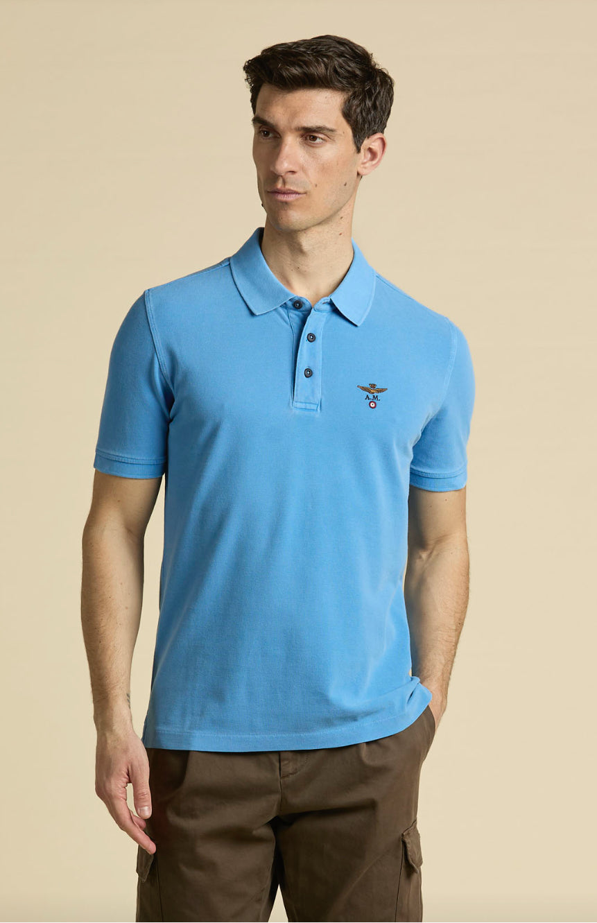 Polo Aeronautica Militare in piqué di cotone tinto capo