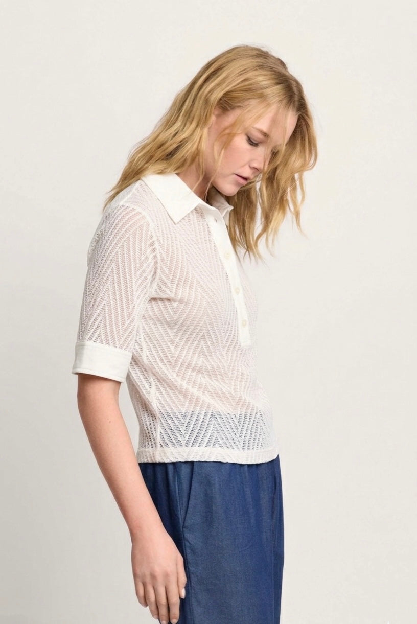 BLUSA CON COLLETTO A VELA - NERINA - BIANCA