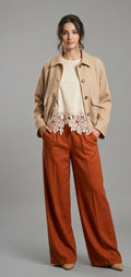 Pantalone lino e viscosa paprika