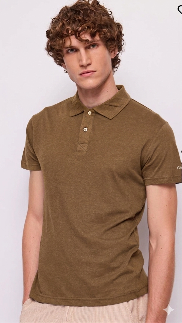 Polo in cotone e lino