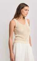 TOP IN MAGLIA CON SCOLLO A V - EUPORO ORO