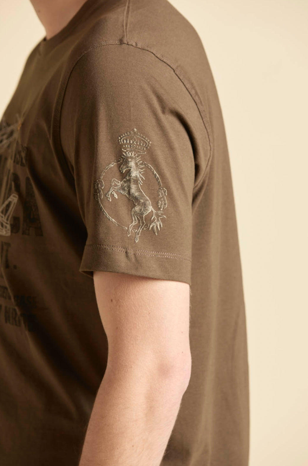 T-shirt Aeronautica Militare girocollo stampa 4° Stormo - CASTAGNA