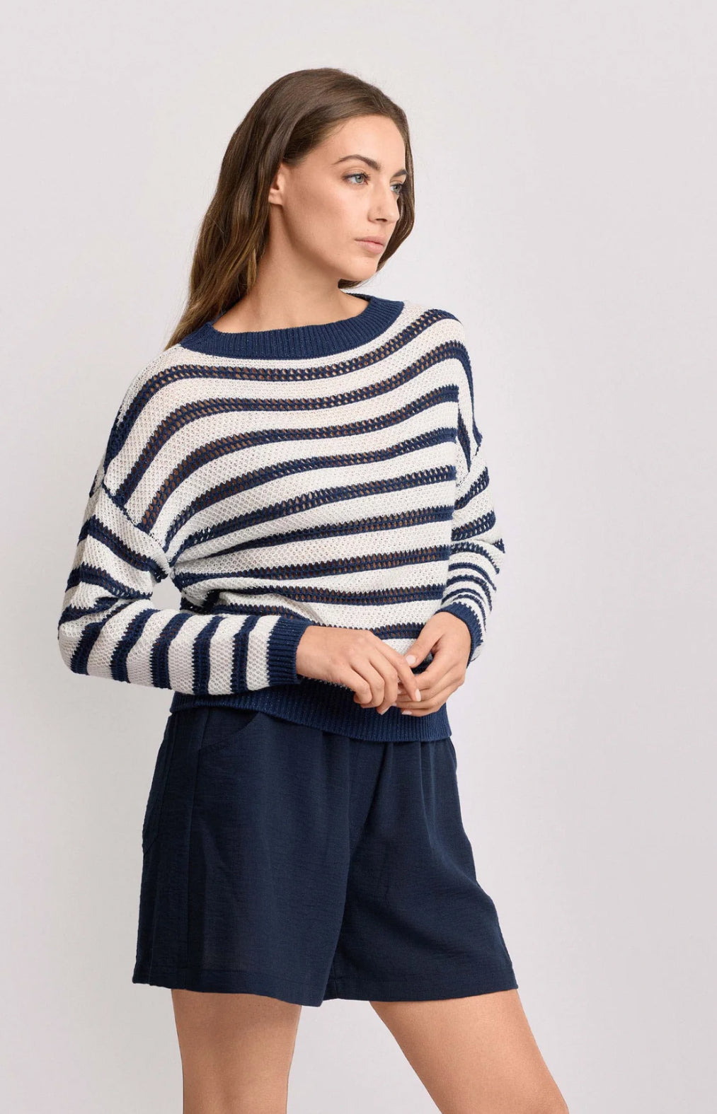 MAGLIA A MANICHE LUNGHE A RIGHE - MERYKATE