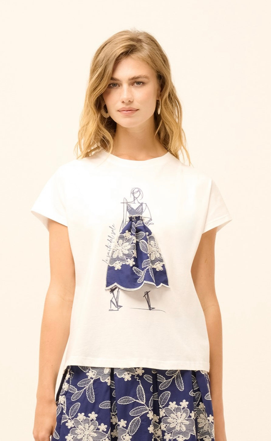 T-shirt in cotone con dettaglio donna