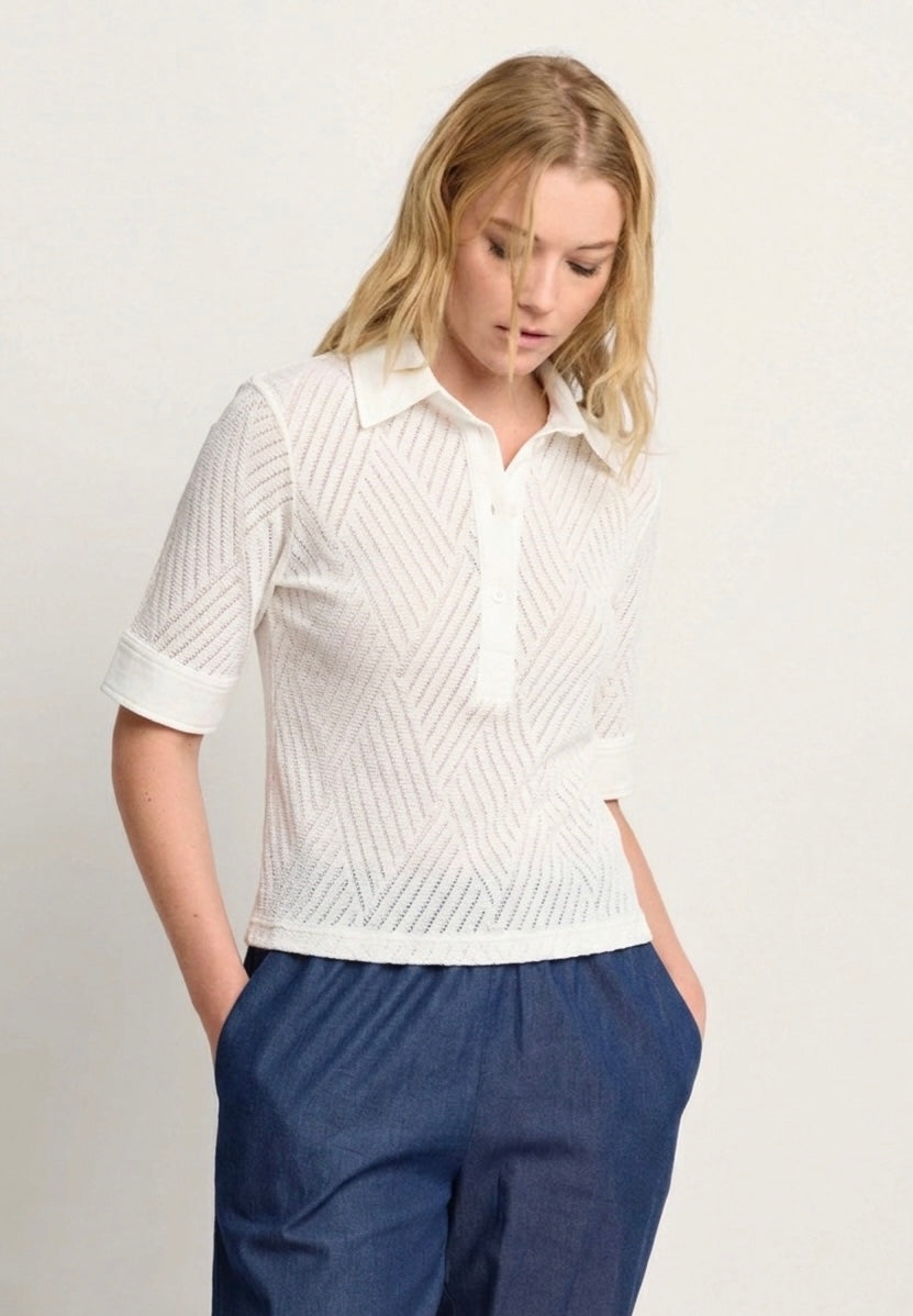 BLUSA CON COLLETTO A VELA - NERINA - BIANCA