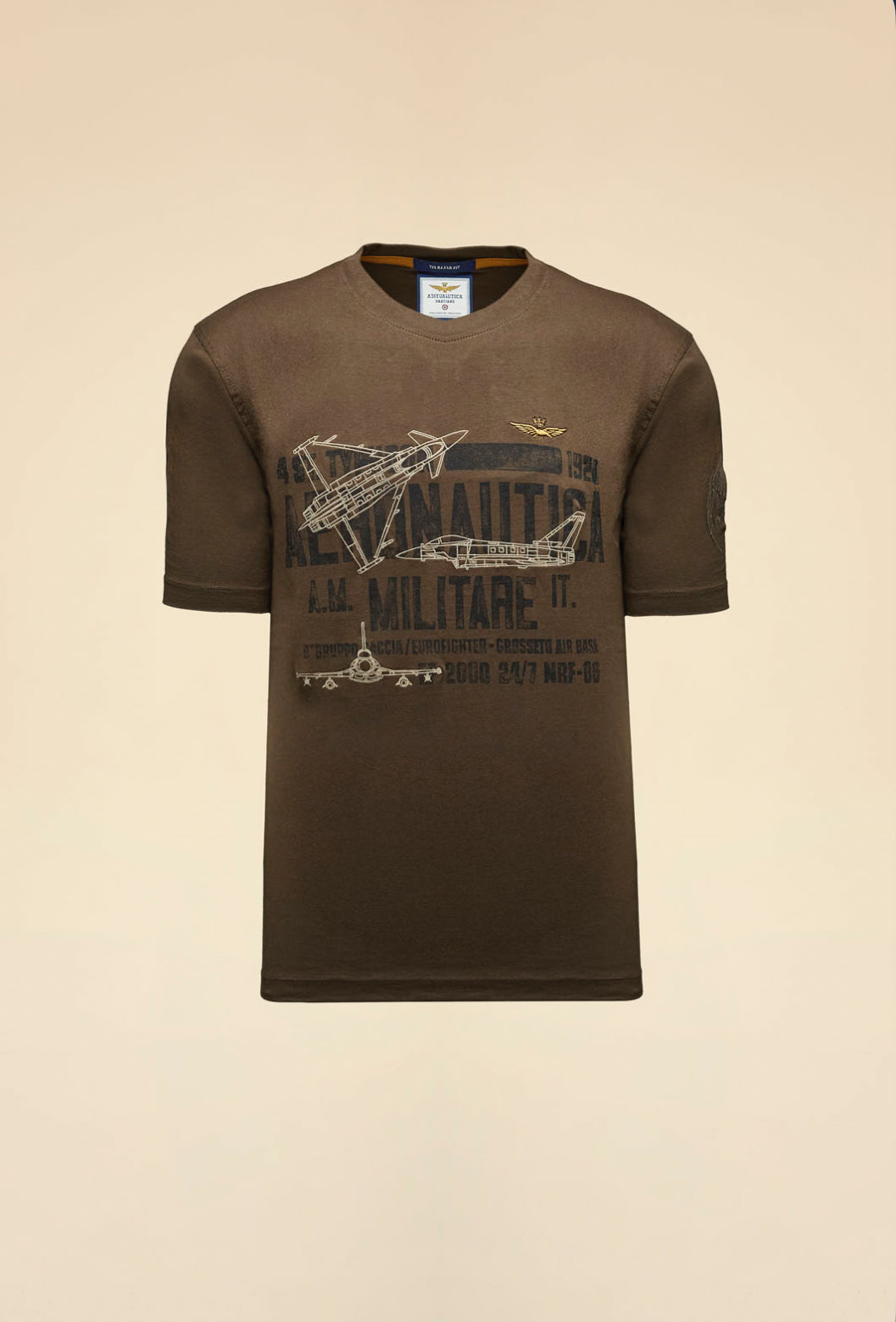 T-shirt Aeronautica Militare girocollo stampa 4° Stormo - CASTAGNA