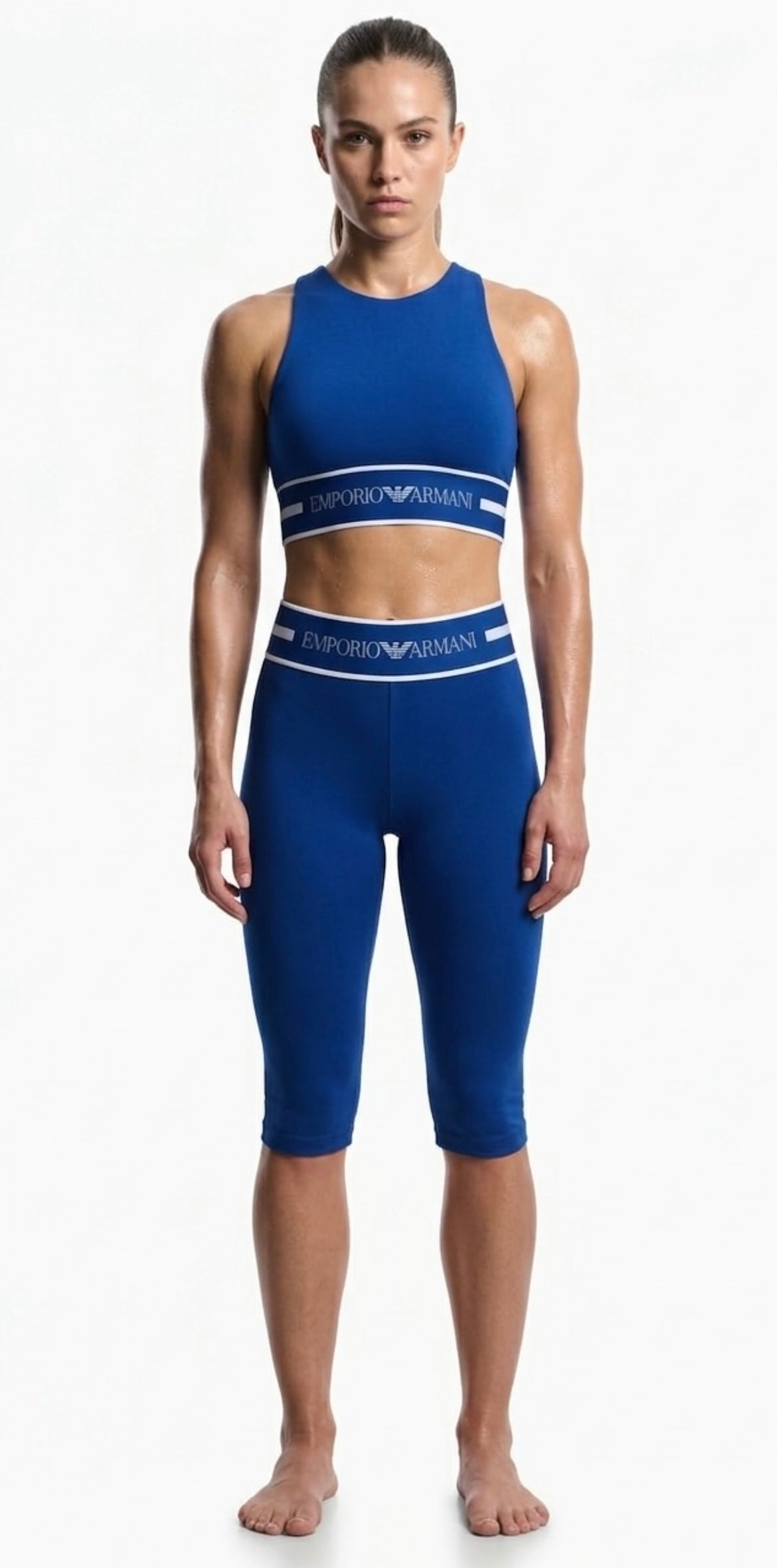 CROP TOP EMPORIO ARMANI IN JERSEY ORGANICO CON BANDA LOGATA