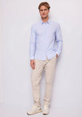 Camicia slim in nylon stampato “non stiro”