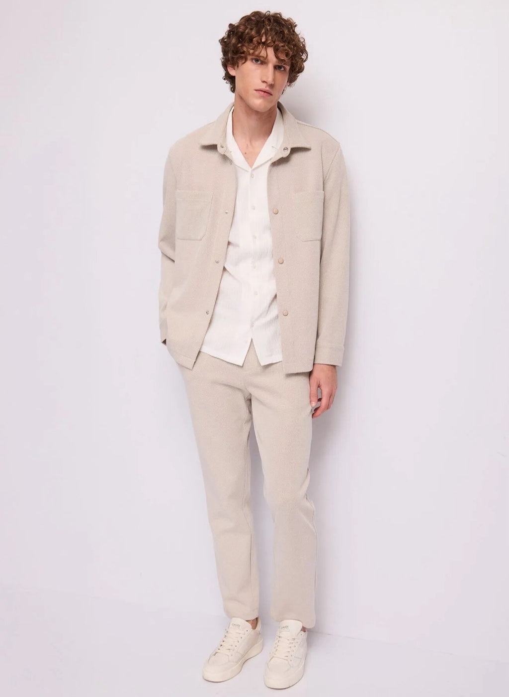 Giacca overshirt in cotone jacquard