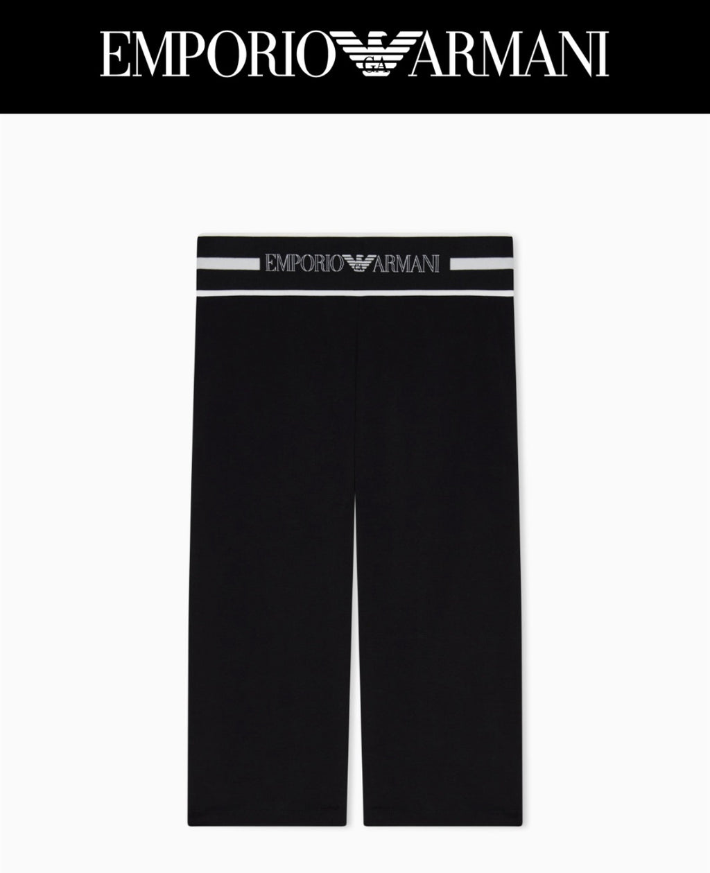 PANTALONI CROPPED EMPORIO ARMANI IN JERSEY ORGANICO CON BANDA LOGATA