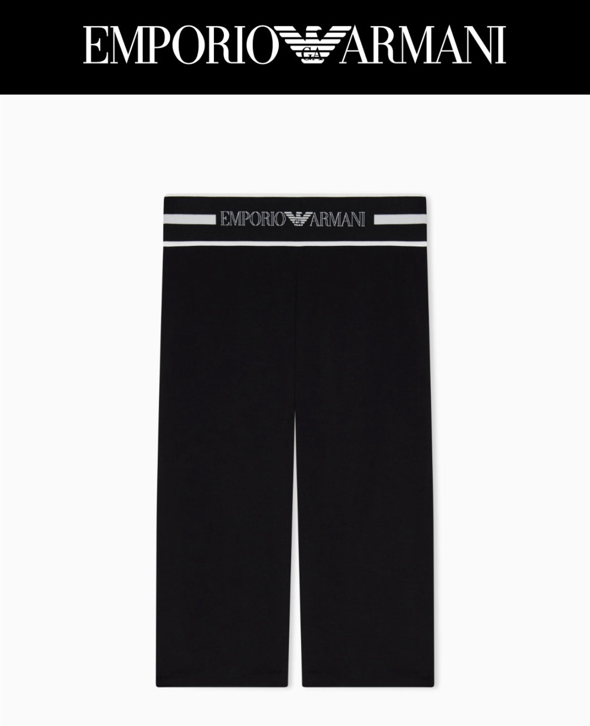 PANTALONI CROPPED EMPORIO ARMANI IN JERSEY ORGANICO CON BANDA LOGATA