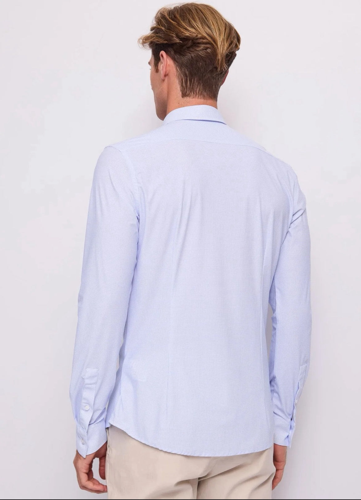 Camicia slim in nylon stampato “non stiro”
