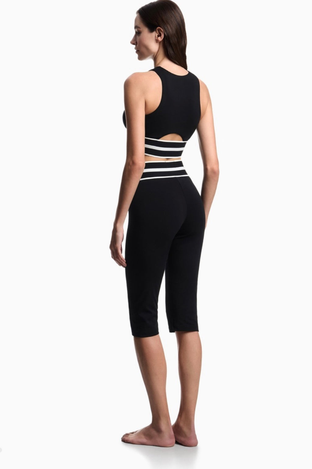 CROP TOP EMPORIO ARMANI IN JERSEY ORGANICO CON BANDA LOGATA