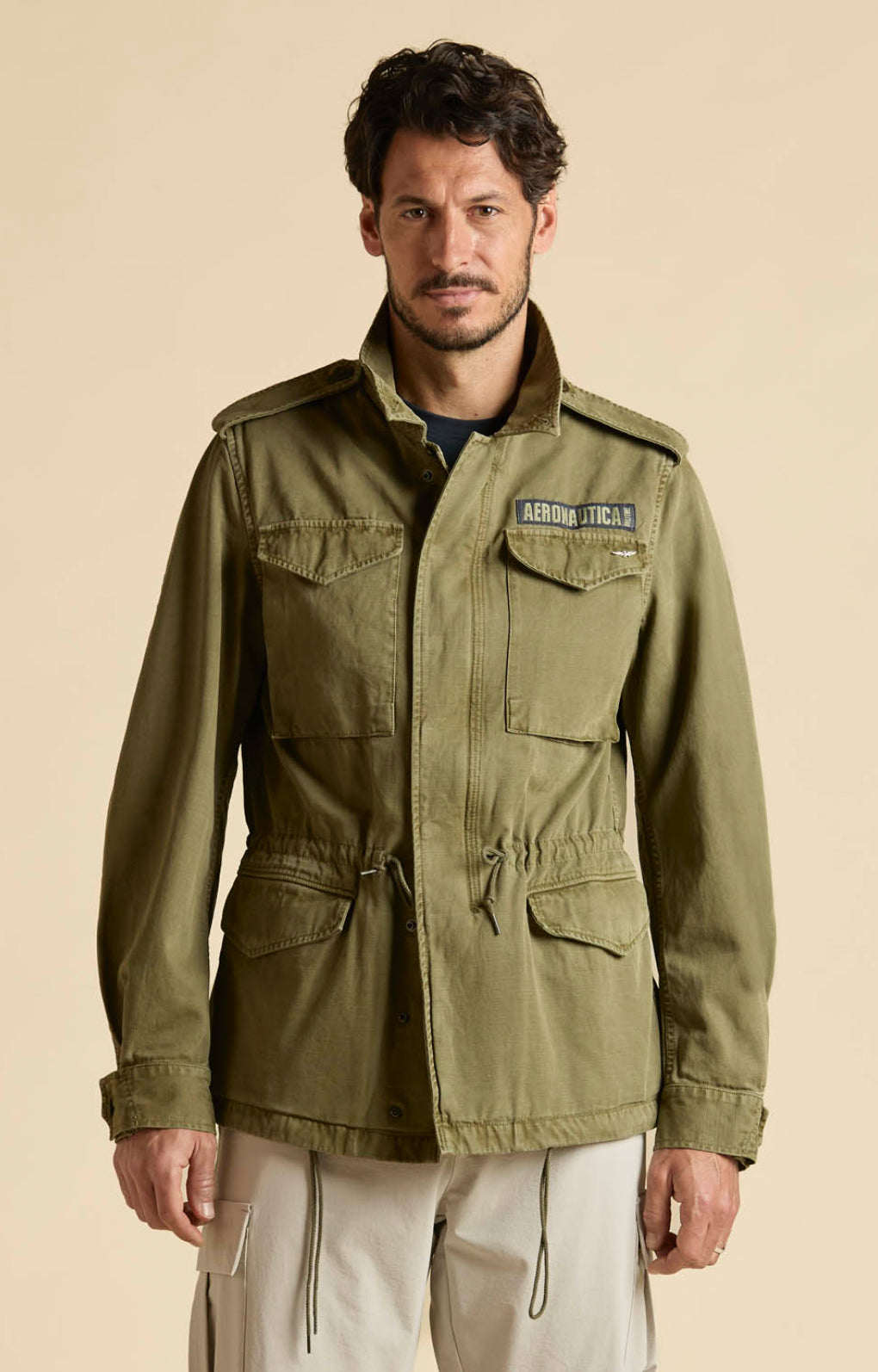 Field jacket Aeronautica Militare in cotone tinto capo