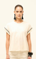 T-shirt in cotone con dettaglio nella manica