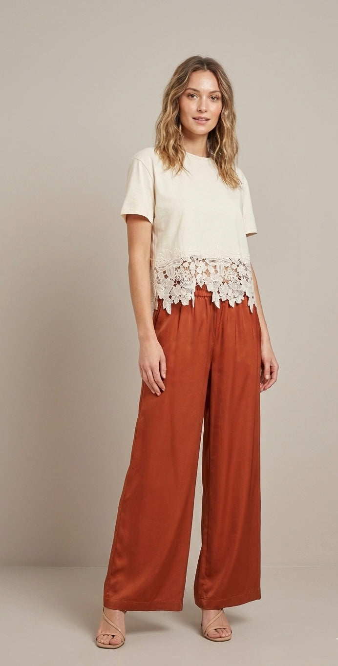 T-shirt con dettaglio in pizzo